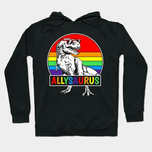 Allysaurus LGBT Tshirt Dinosaur Rainbow Flag Ally LGBT Pride Hoodie by webster